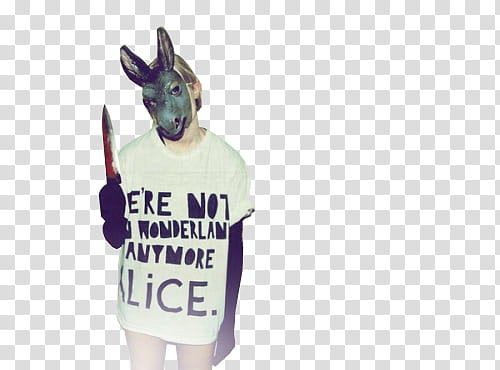 Halloween , person holding knife and wearing donkey face mask transparent background PNG clipart