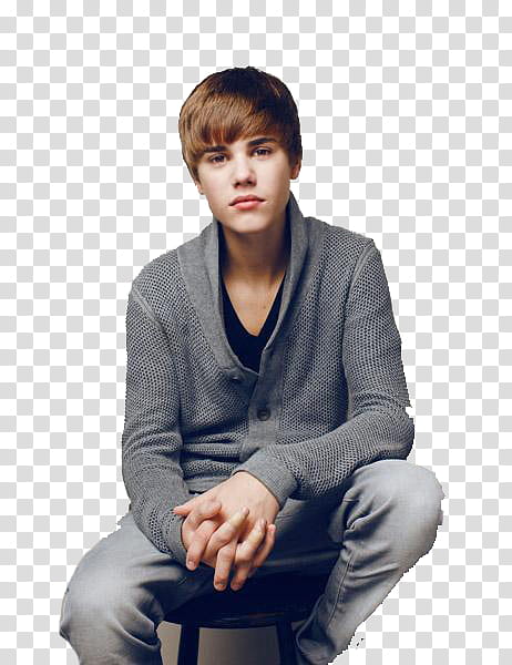 para las TUTOLOVERS, Justin Bieber wearing gray cardigan transparent background PNG clipart