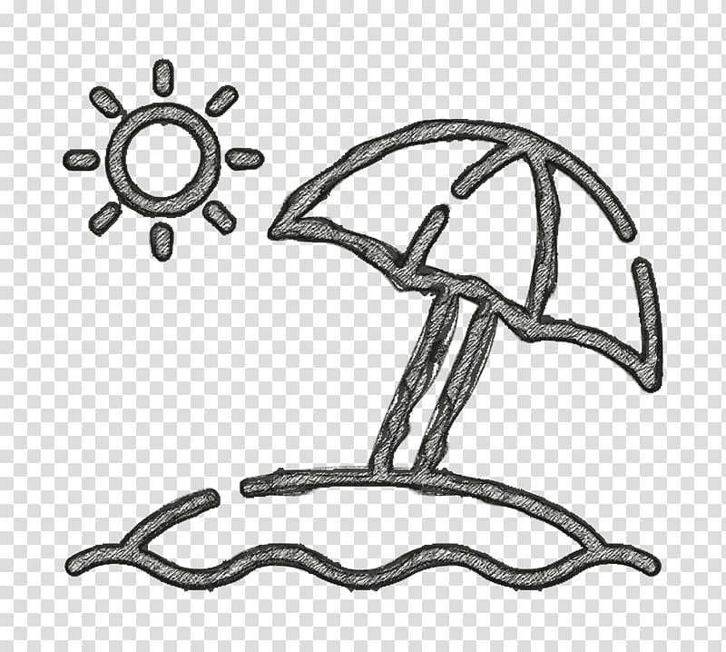 Beach icon Summer icon Sun umbrella icon, Line Art, Auto Part, Coloring Book, Blackandwhite transparent background PNG clipart