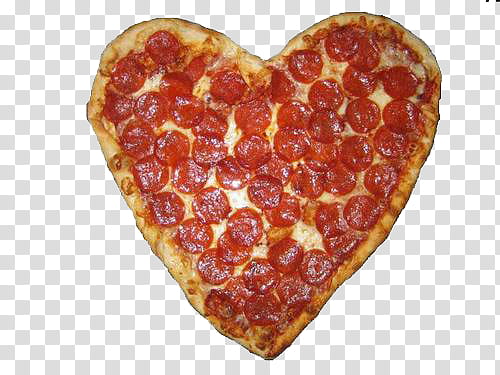 heart-shaped pepperoni pizza transparent background PNG clipart
