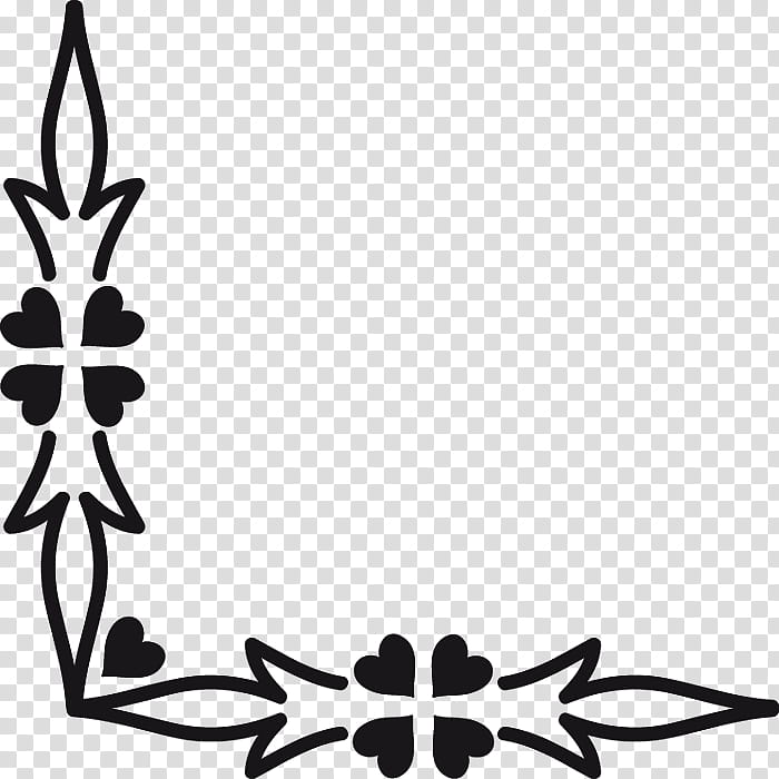 Valentine Day Corners, black floral edge border transparent background PNG clipart