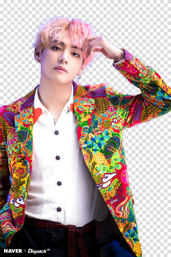Taehyung, man wearing yellow and multicolored suit jacket transparent background PNG clipart