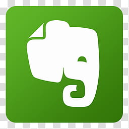 Flat Gradient Social Media Icons, Evernote_xx, white and green elephant icon transparent background PNG clipart