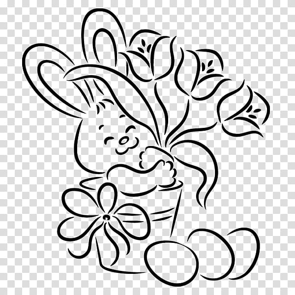 Black And White Flower, Easter Bunny, Bugs Bunny, Coloring Book, Easter
, Rabbit, Drawing, Roger Rabbit transparent background PNG clipart