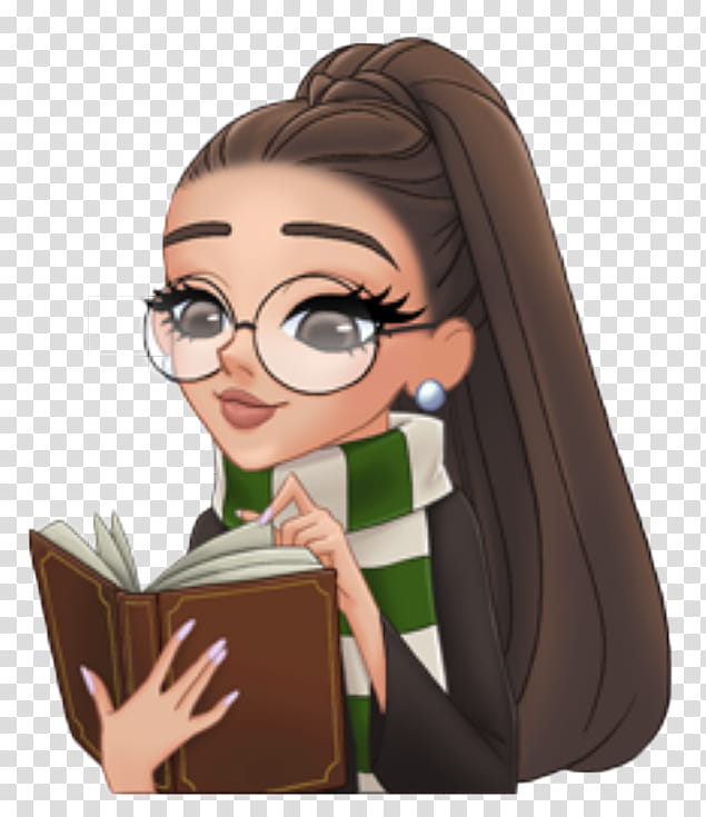 Arimojis part II elliexcutiepie, woman holding brown hardbound book character illustration transparent background PNG clipart