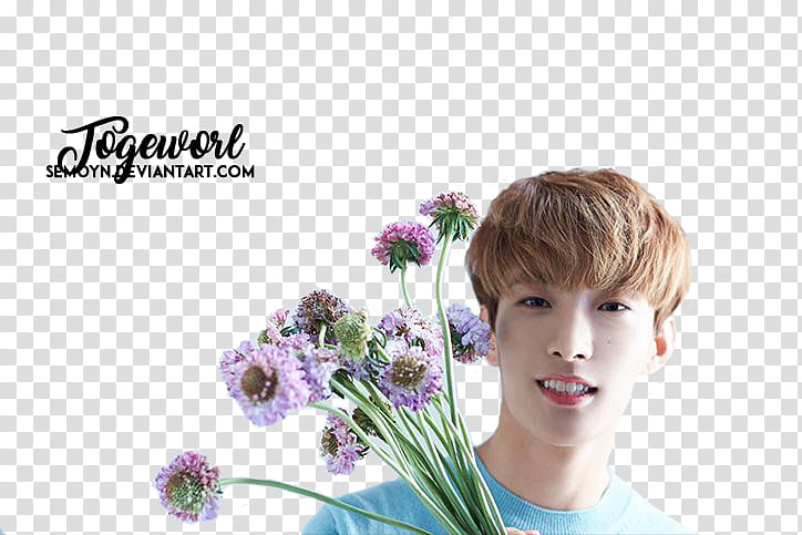 SEVENTEEN TEEN AGE WHITE TEASER, man holding bouquet of flowers transparent background PNG clipart