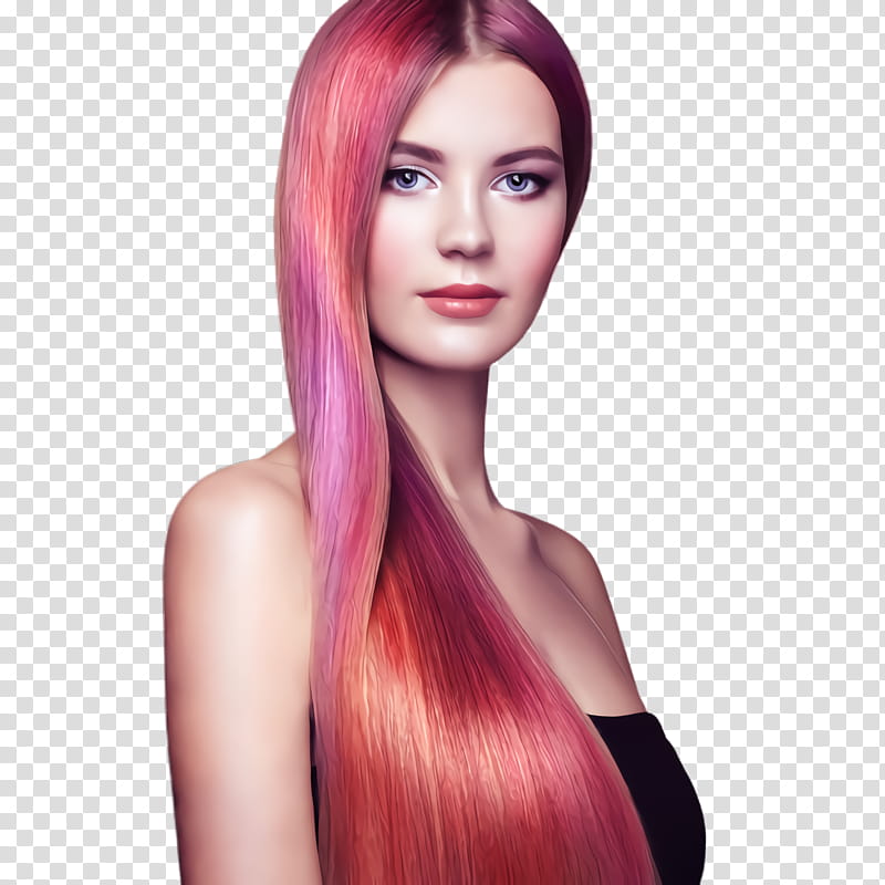 hair hair coloring face hairstyle pink, Beauty, Red, Chin, Wig, Eyebrow transparent background PNG clipart