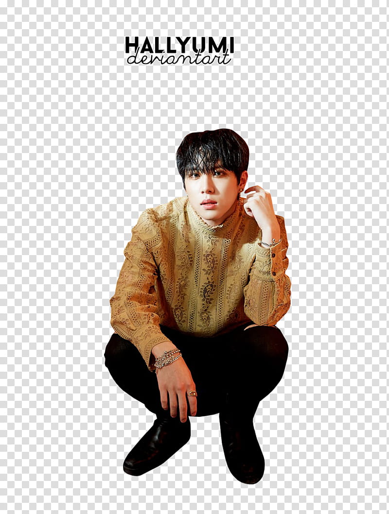 DongHan D DAY, man wearing yellow dress shirt and black jeans outfit transparent background PNG clipart