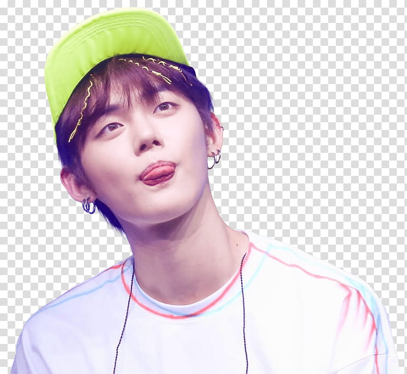 TXT Seojun wearing white shirt and green cap transparent background PNG clipart