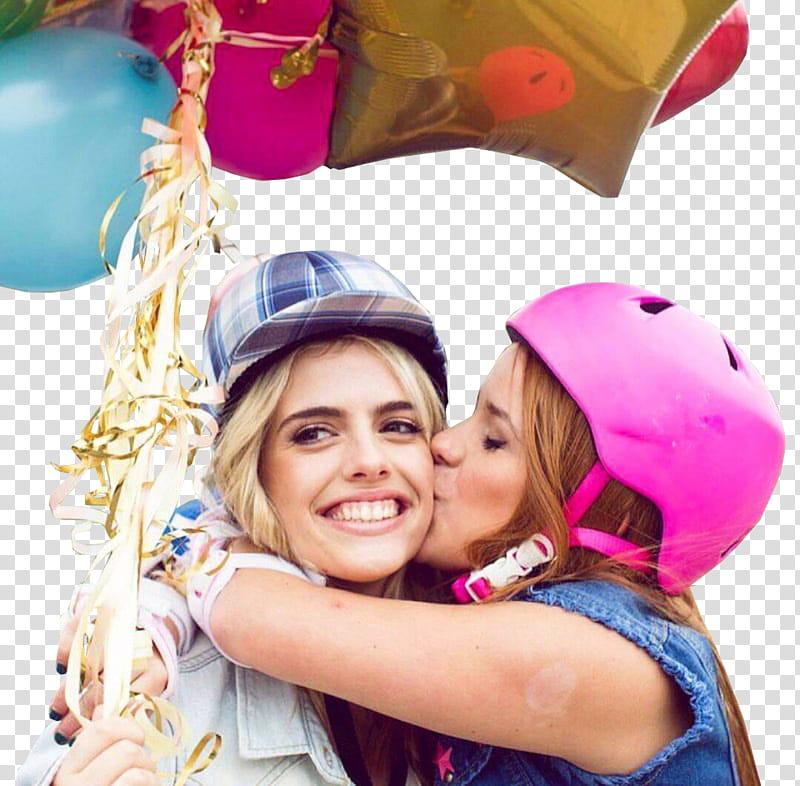 Soy Luna More , woman kissing woman's cheek transparent background PNG clipart