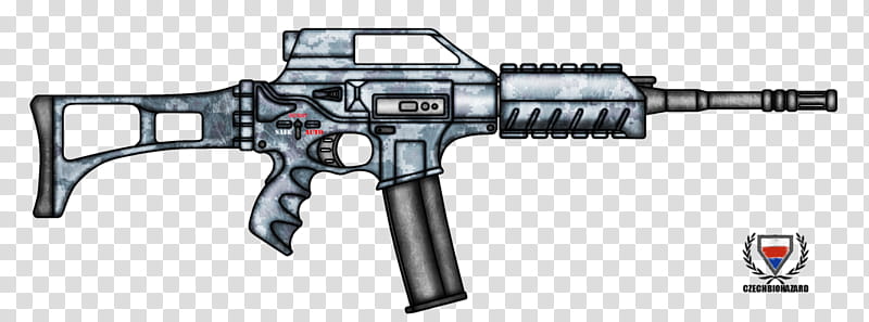 Fictional Firearm: HC-NA Assault Rifle, blue rifle sketch transparent background PNG clipart