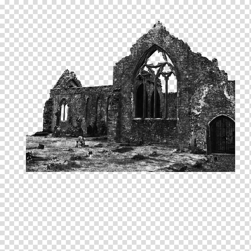 Castle and Ruins Brushes, grayscale of bulding transparent background PNG clipart