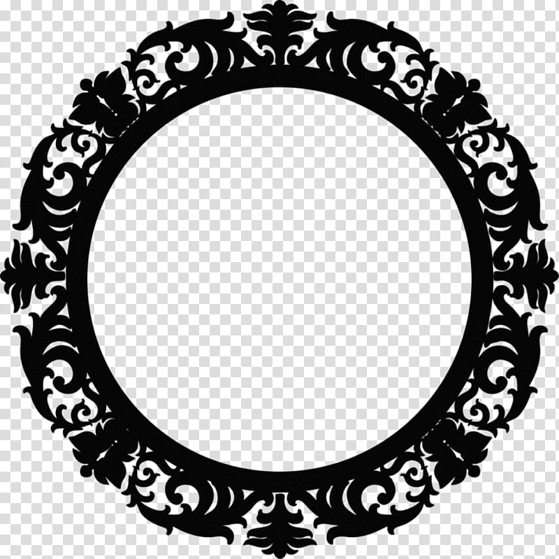 Noir Taggers Scrapkit, black floral round frame transparent background PNG clipart