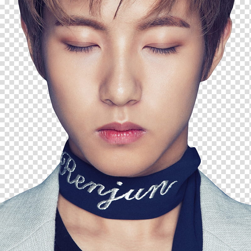 NCT Yearbook , man wearing blue choker closing his eyes transparent background PNG clipart