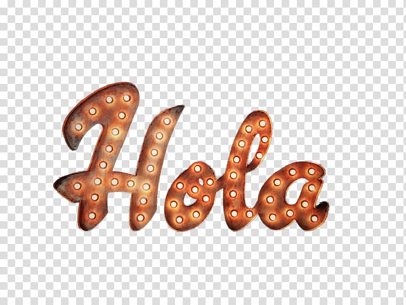 , lighted brown Hola sign transparent background PNG clipart