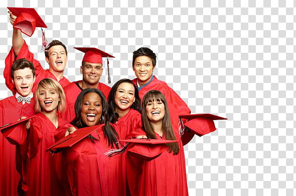 Glee Cast Season  Promo , people wearing red graduation gowns transparent background PNG clipart