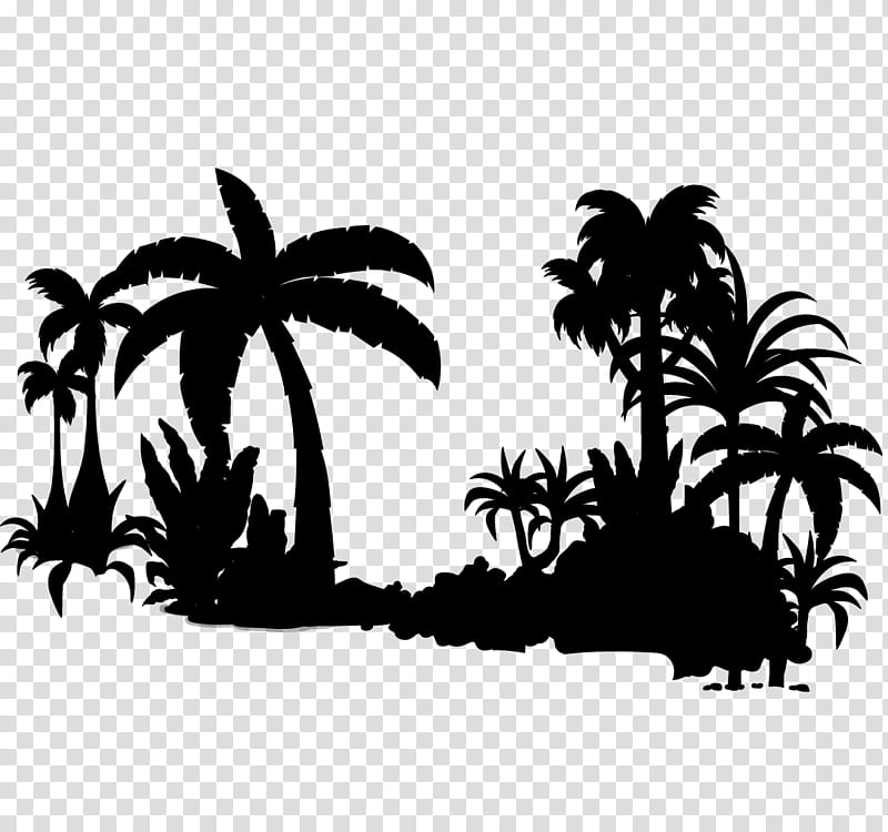 Palm Tree Silhouette, Palm Trees, Black White M, Computer, Leaf, Arecales, Plant, Blackandwhite transparent background PNG clipart