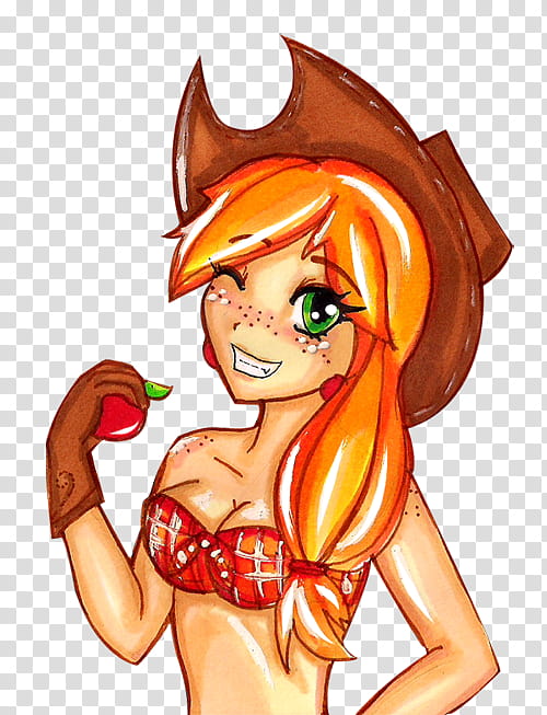 Applejack, woman wearing brown hat painting transparent background PNG clipart
