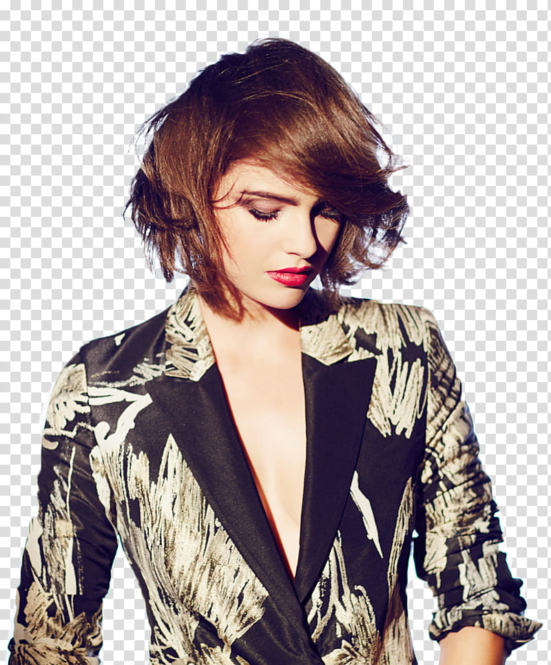 SHELLEY HENNIG, woman wearing black and brown floral blazer transparent background PNG clipart