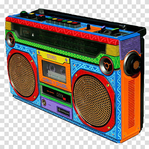 , multicolored boombox illustartion transparent background PNG clipart