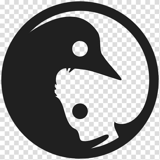 GNULinux YinYang Logo, round black bird transparent background PNG clipart