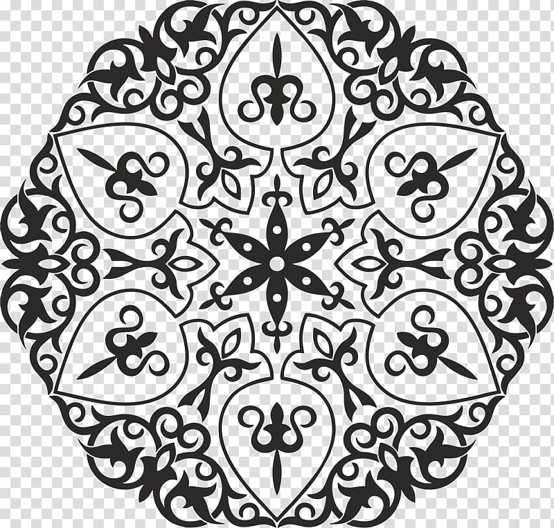 Black And White Flower, Arabic Ornament, Islamic Geometric Patterns, Black And White
, Circle, Line, Symmetry, Area transparent background PNG clipart