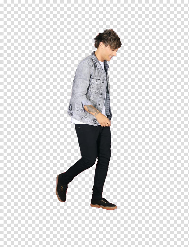 One Direction, man wearing gray denim jacket transparent background PNG clipart
