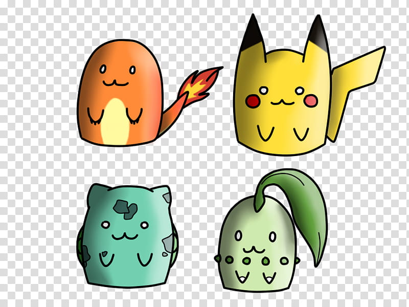 Chibi Pikachu Charmander Chikorita and Bulbasaur, Chibi, Squirtle, Bulbasaur, and Charmander in Pokemon characters transparent background PNG clipart