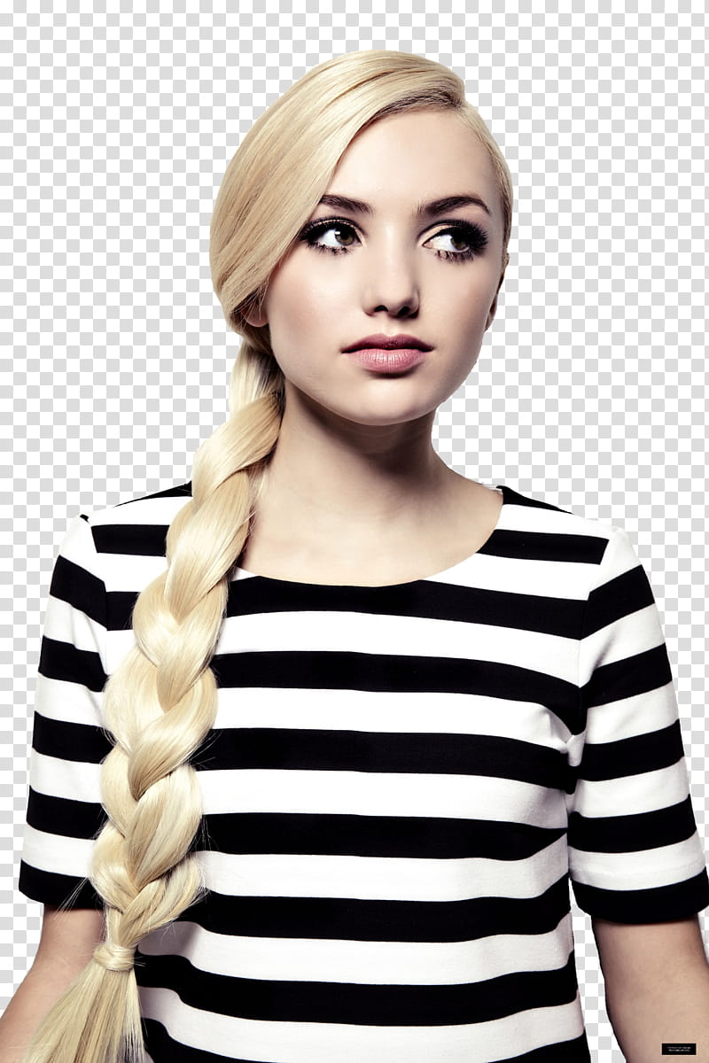 Peyton List , woman in black and white striped crew-neck shirt transparent background PNG clipart