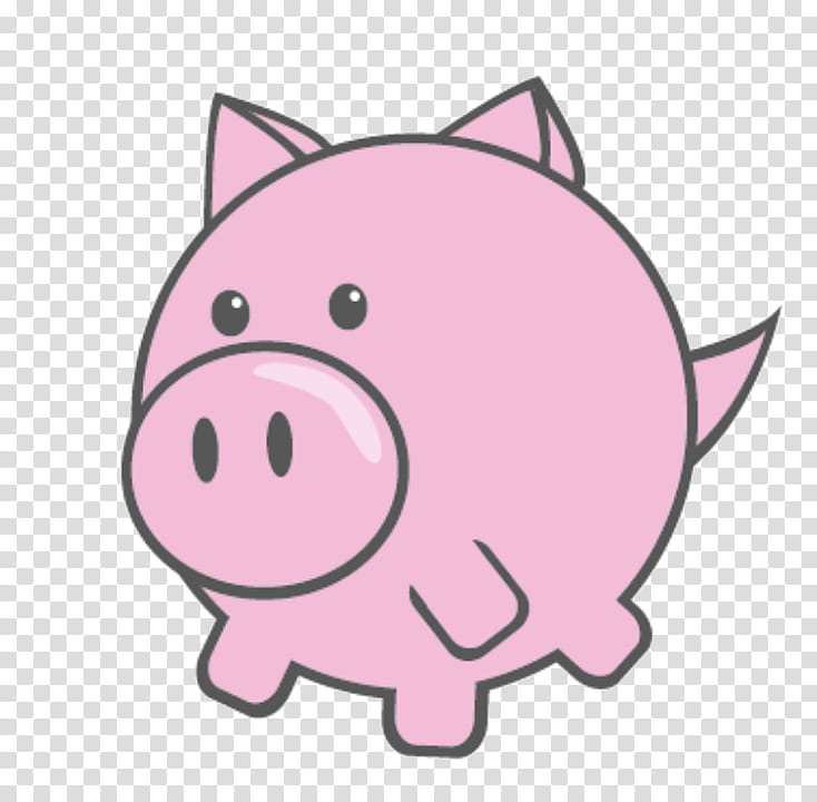 Kawaii, pink pig illustration transparent background PNG clipart