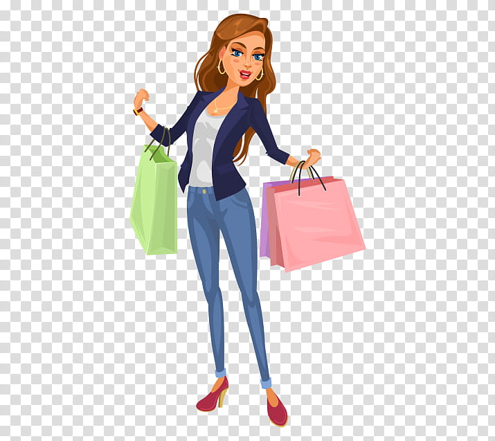 Shopping Cartoon Illustration, Shopping Fashion Women transparent