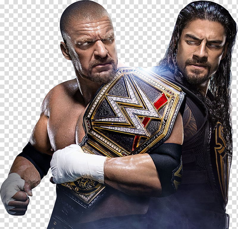 Triple H VS Roman Reigns WM Poster transparent background PNG clipart