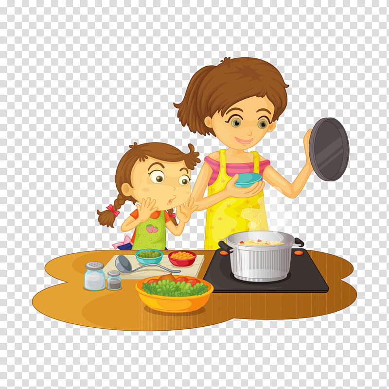 Chef, Cooking, Drawing, Cartoon, Mother, Daughter, Toy, Play transparent background PNG clipart