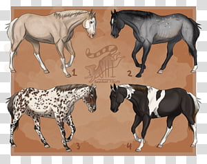 Western Horses, four assorted-color horses illustration transparent background PNG clipart thumbnail