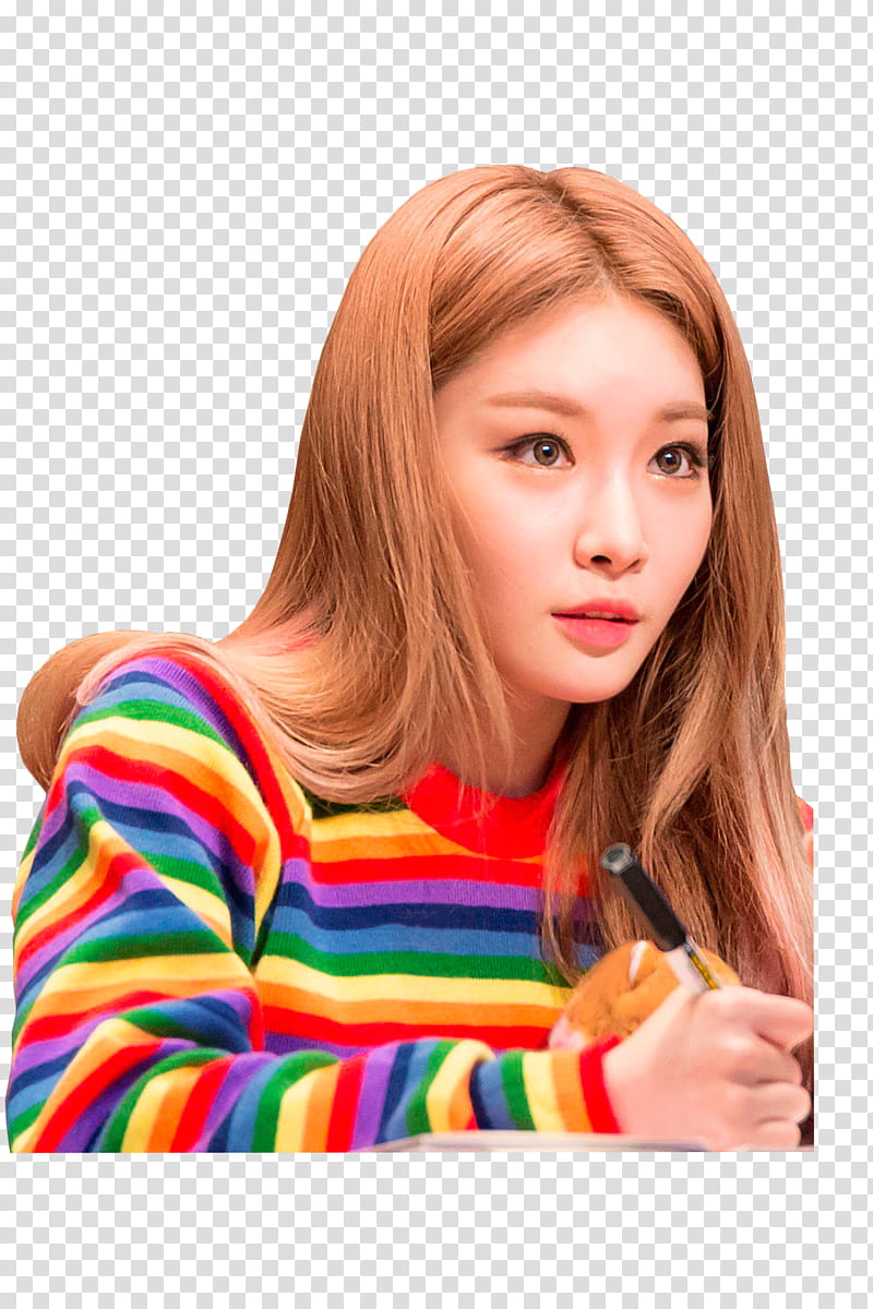 Solista Chungha , woman holding pen transparent background PNG clipart