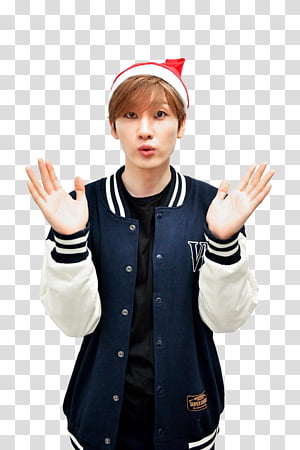 Super JuniorELFJAPAN fukuoka Christmas 9, man in blue letterman jacket transparent background PNG clipart thumbnail