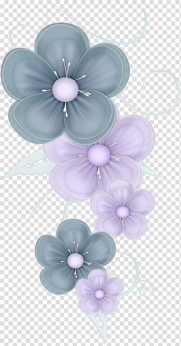 Blue Flowers, purple and gray flower illustration transparent background PNG clipart