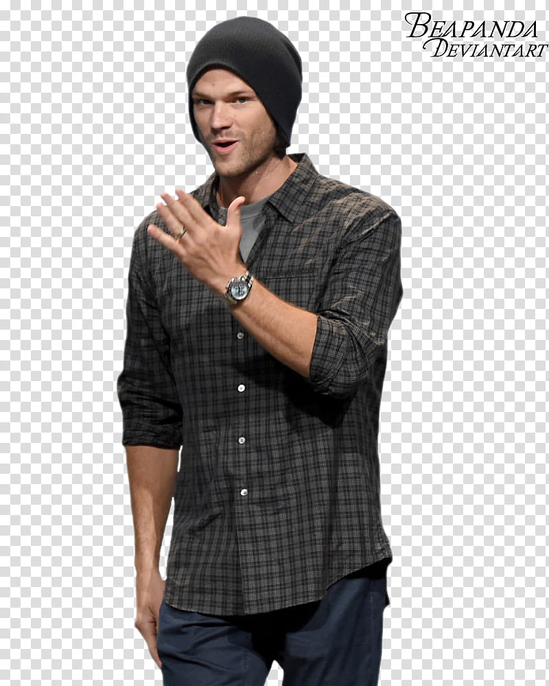 Jared Padalecki, man wearing black knit cap transparent background PNG clipart