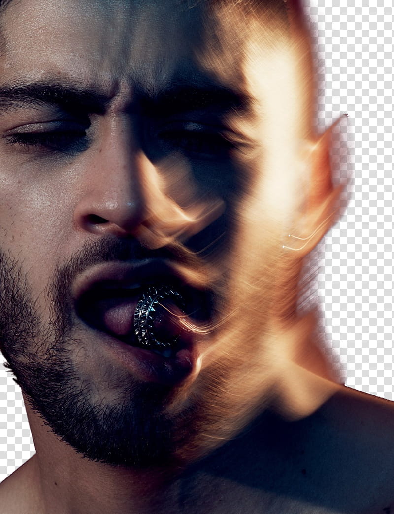 ZAYN, man licking silver-colored ring transparent background PNG clipart