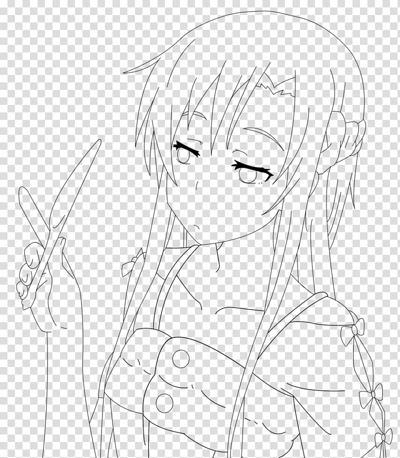 Yuuki Asuna Lineart transparent background PNG clipart