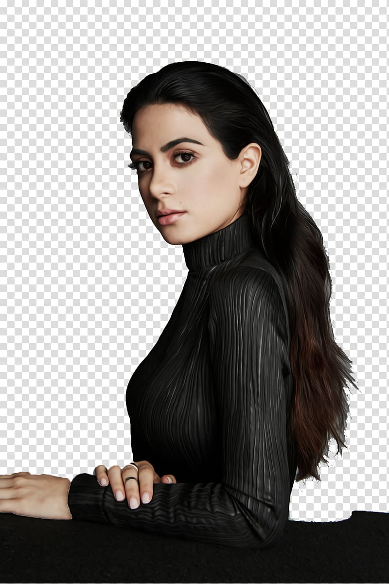 Emeraude Toubia, woman wearing black long-sleeved top transparent background PNG clipart