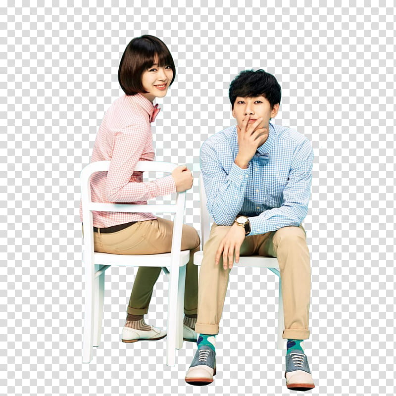 Suju and f x, man and woman siting on focus transparent background PNG clipart