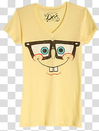 Nerd Set , yellow Spongebob graphic V-neck t-shirt transparent background PNG clipart