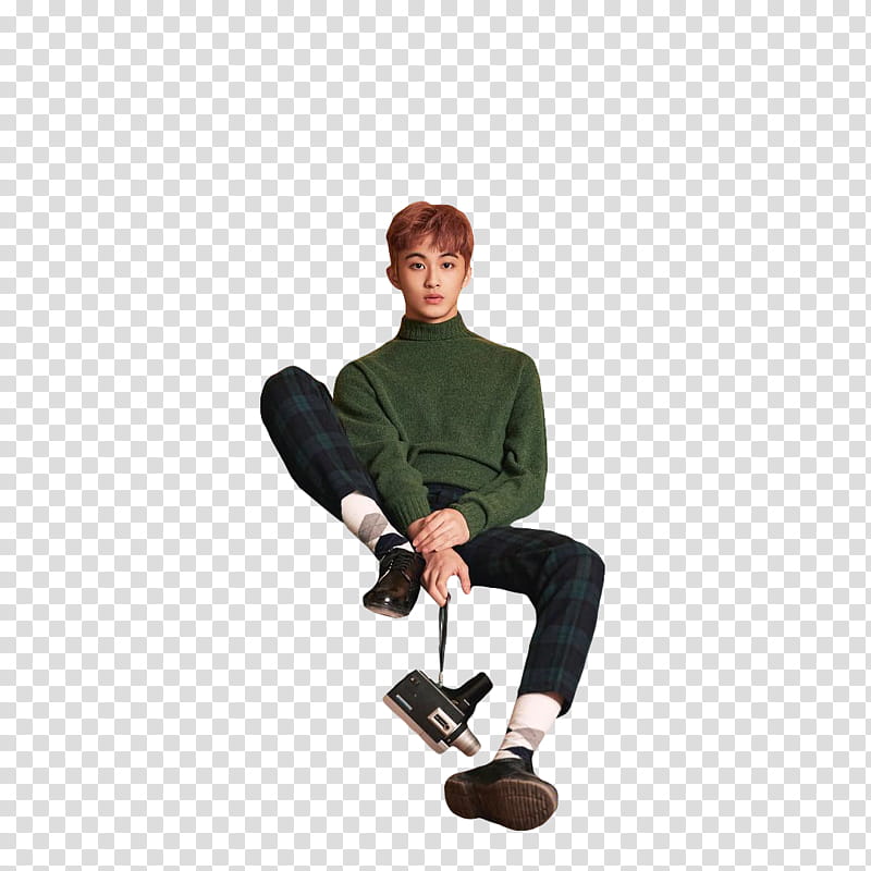 NCT DREAM JOY, man sitting while holding camcorder transparent background PNG clipart