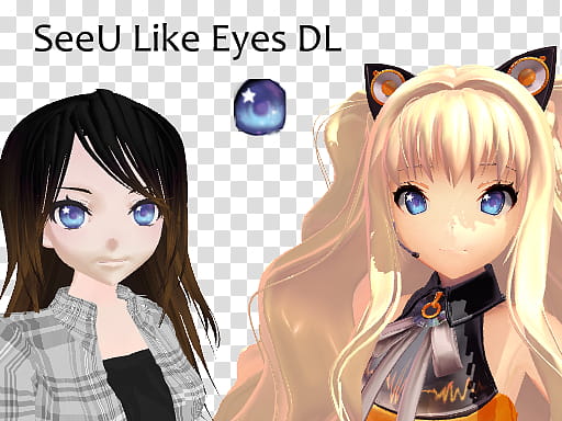 SeeU Like Eyes DL, two girl in black and gray top illustration transparent background PNG clipart