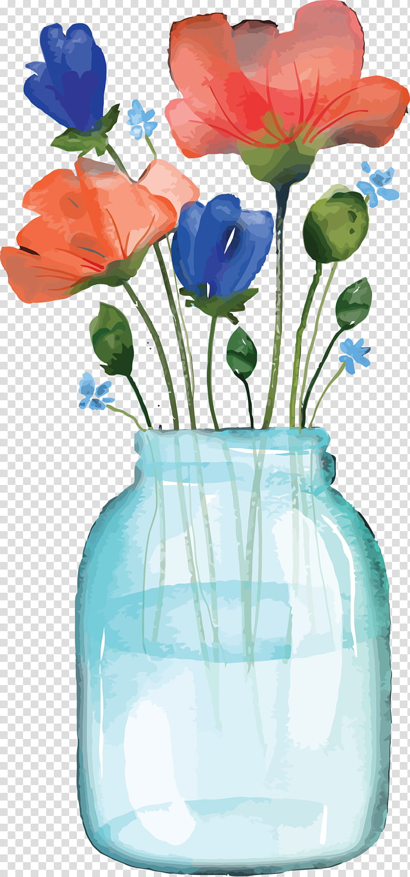 vase flower cut flowers turquoise plant, Watercolor Mason Jar, Watercolor Flowers, Watercolor Floral, Artifact, Tulip, Petal, Wildflower transparent background PNG clipart