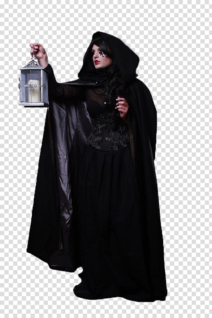 Cut Out Models , woman wearing black cape transparent background PNG clipart