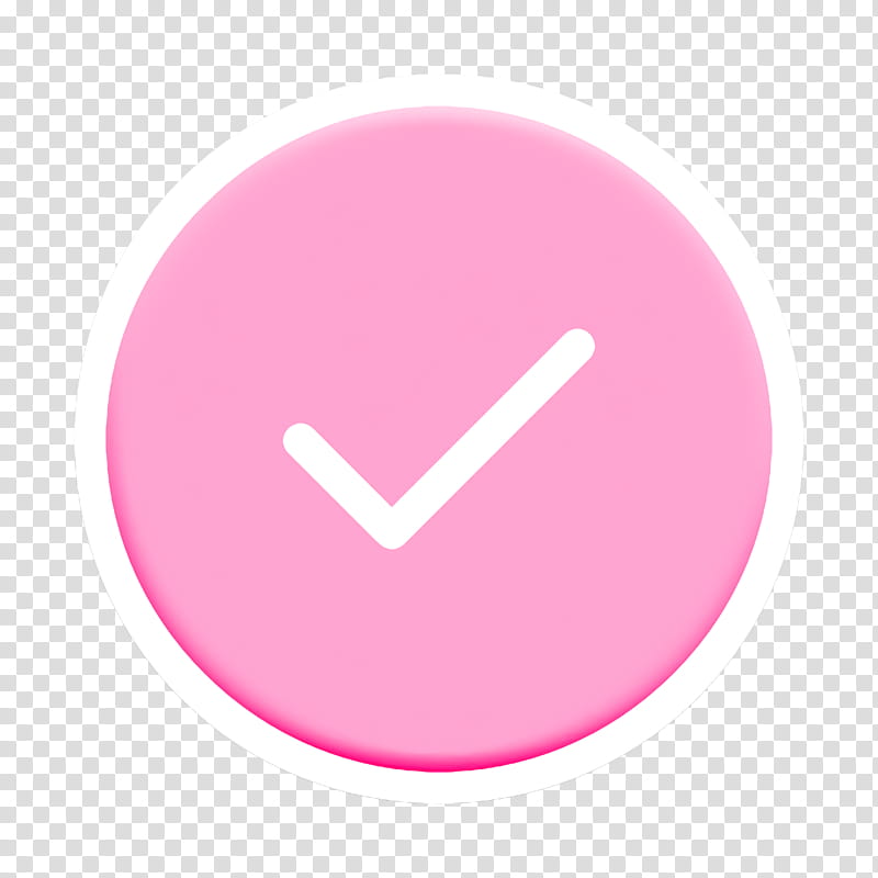 confirm icon continue icon success icon, Pink, Clock, Material Property, Magenta, Circle, Home Accessories transparent background PNG clipart