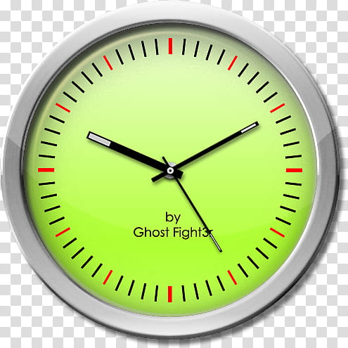 Clock PSD  colors, round green and gray Ghost Fightr clock transparent background PNG clipart