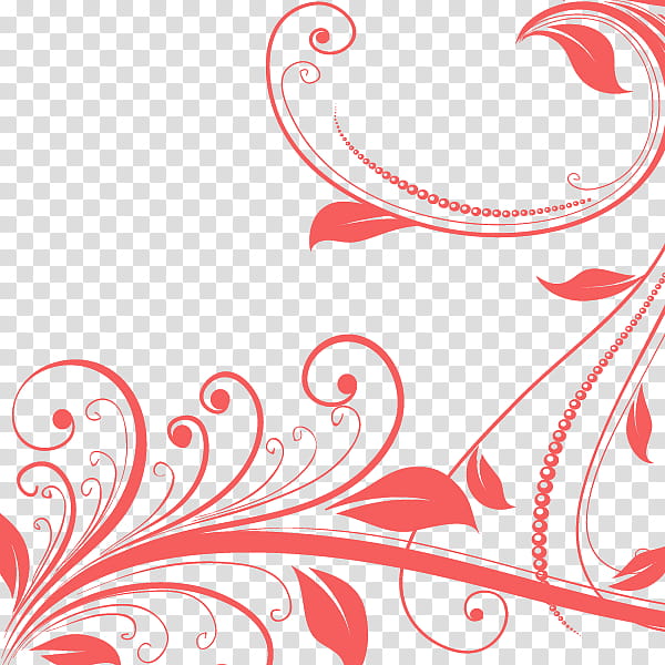 red and white floral border art transparent background PNG clipart